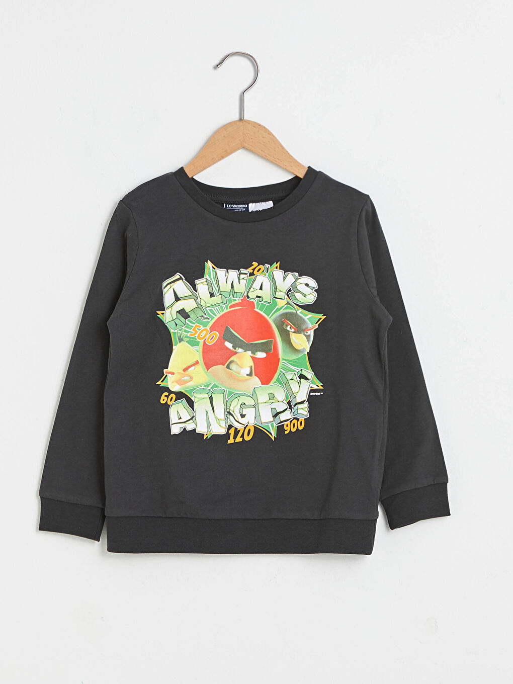 LCW Kids Crew Neck Angry Birds Printed Cotton Boy T-Shirt -S12232Z4-JTK