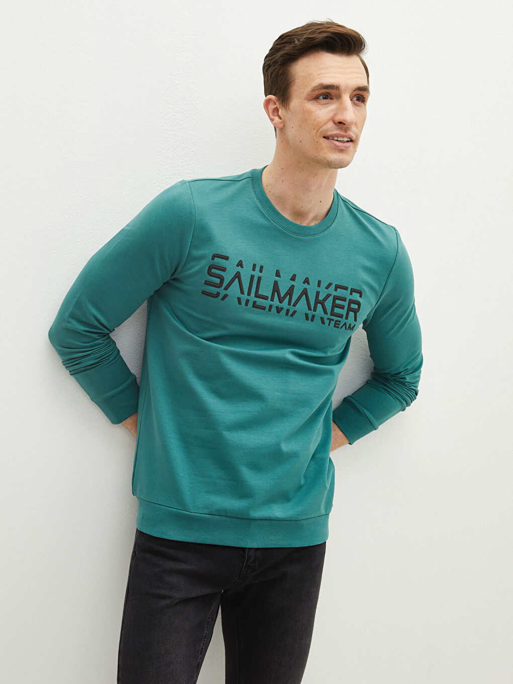 Crew Neck Long Sleeve Printed Men's Sweatshirt-4