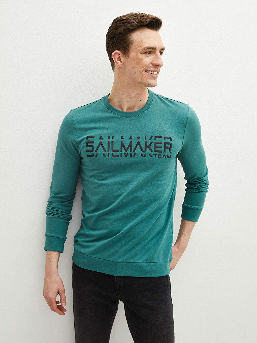 Crew Neck Long Sleeve Printed Men's Sweatshirt-1