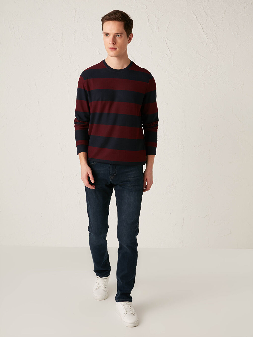 Crew Neck Long Sleeve Striped Men's Sweatshirt -S12292Z8-LET