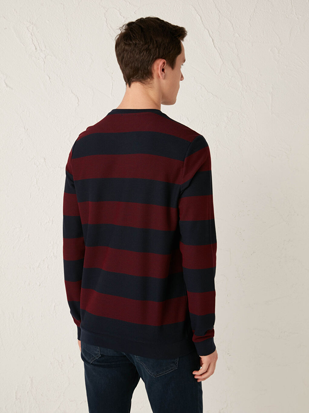 Crew Neck Long Sleeve Striped Men's Sweatshirt -S12292Z8-LET