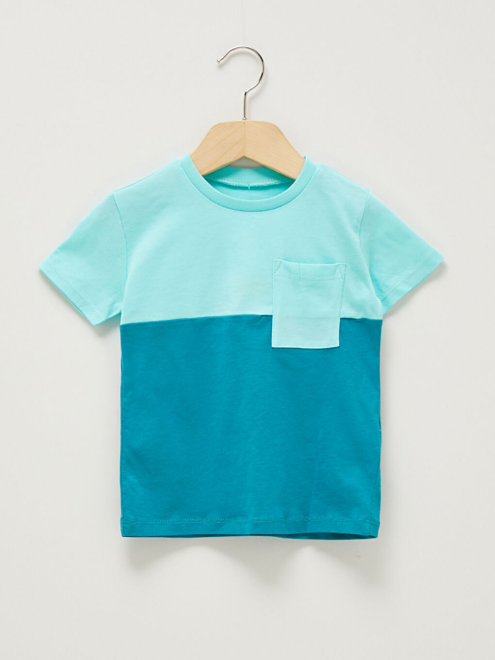 Crew Neck Short Sleeve Color Block Cotton Baby Boy T-Shirt