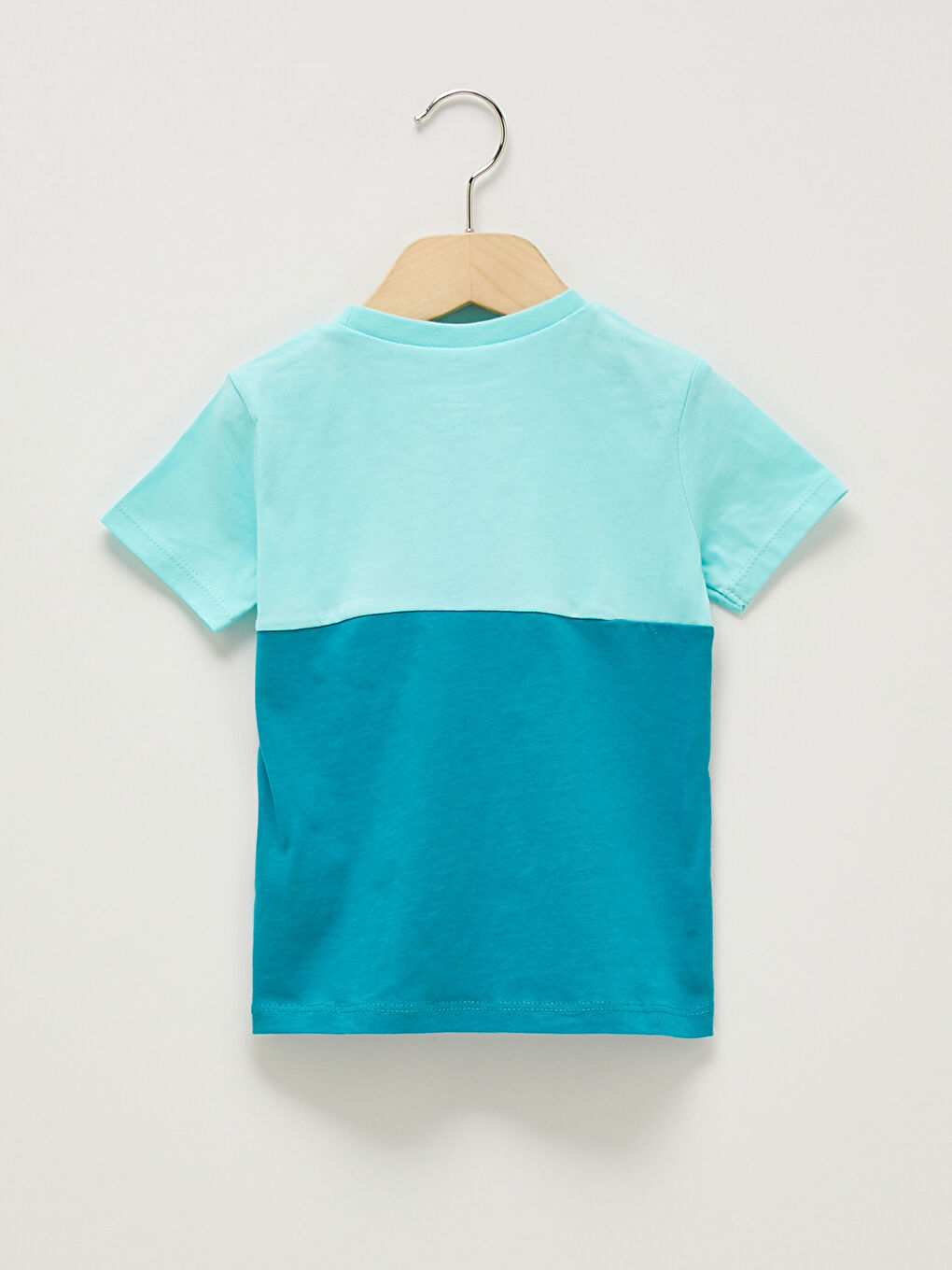 Crew Neck Short Sleeve Color Block Cotton Baby Boy T-Shirt-1