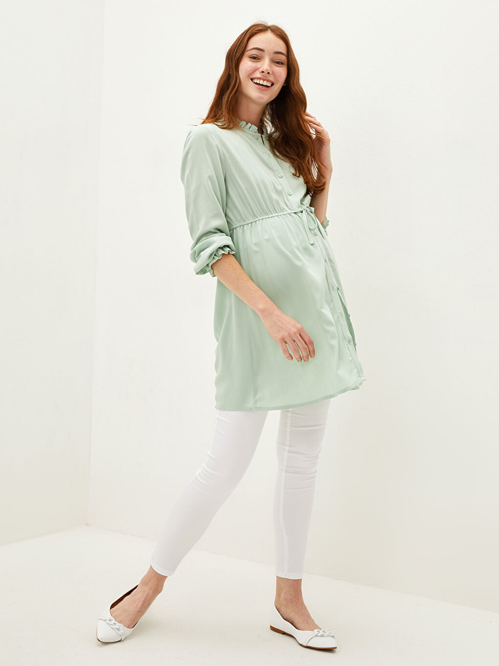 Pantaloni Maternitate Skinny cu Detalii de Buzunar și Panou pentru Burtă-2