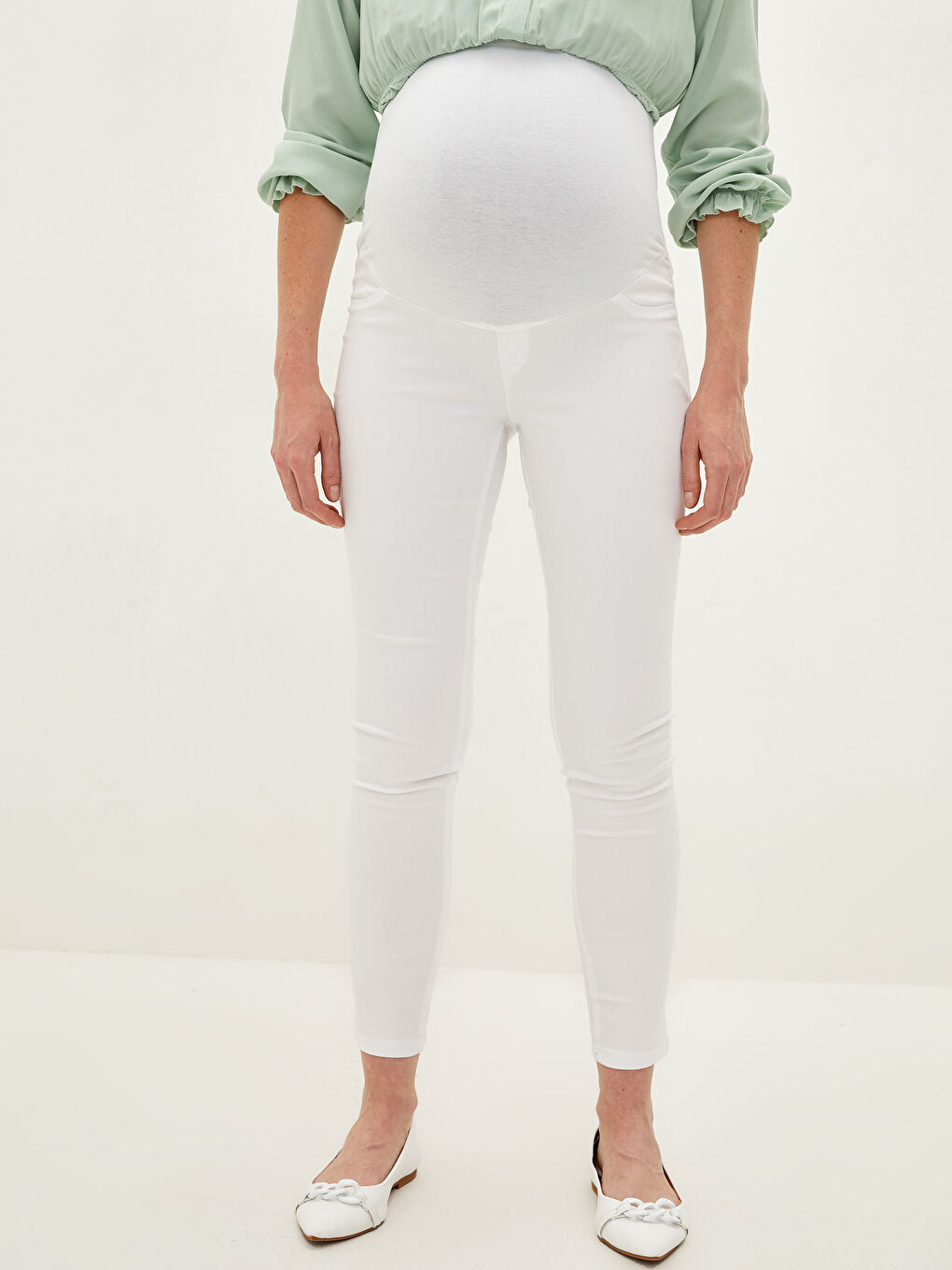 Pantaloni Maternitate Skinny cu Detalii de Buzunar și Panou pentru Burtă-3