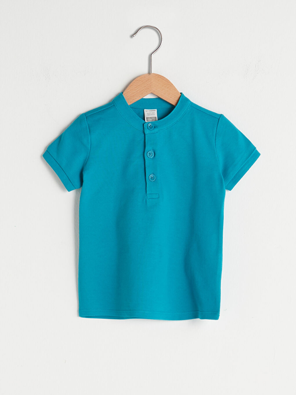 Turkuaz Hakim Yaka Kısa Kollu Basic Erkek Bebek Tişört