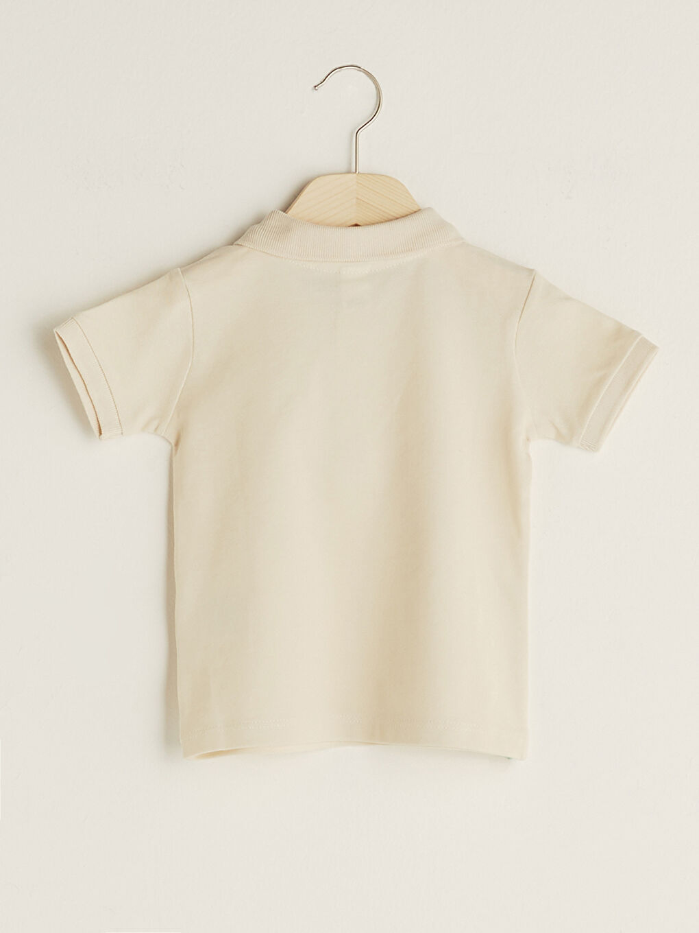 Tricou Bebeluși Băieți Simplu cu Guler Înalt și Mânecă Scurtă-1