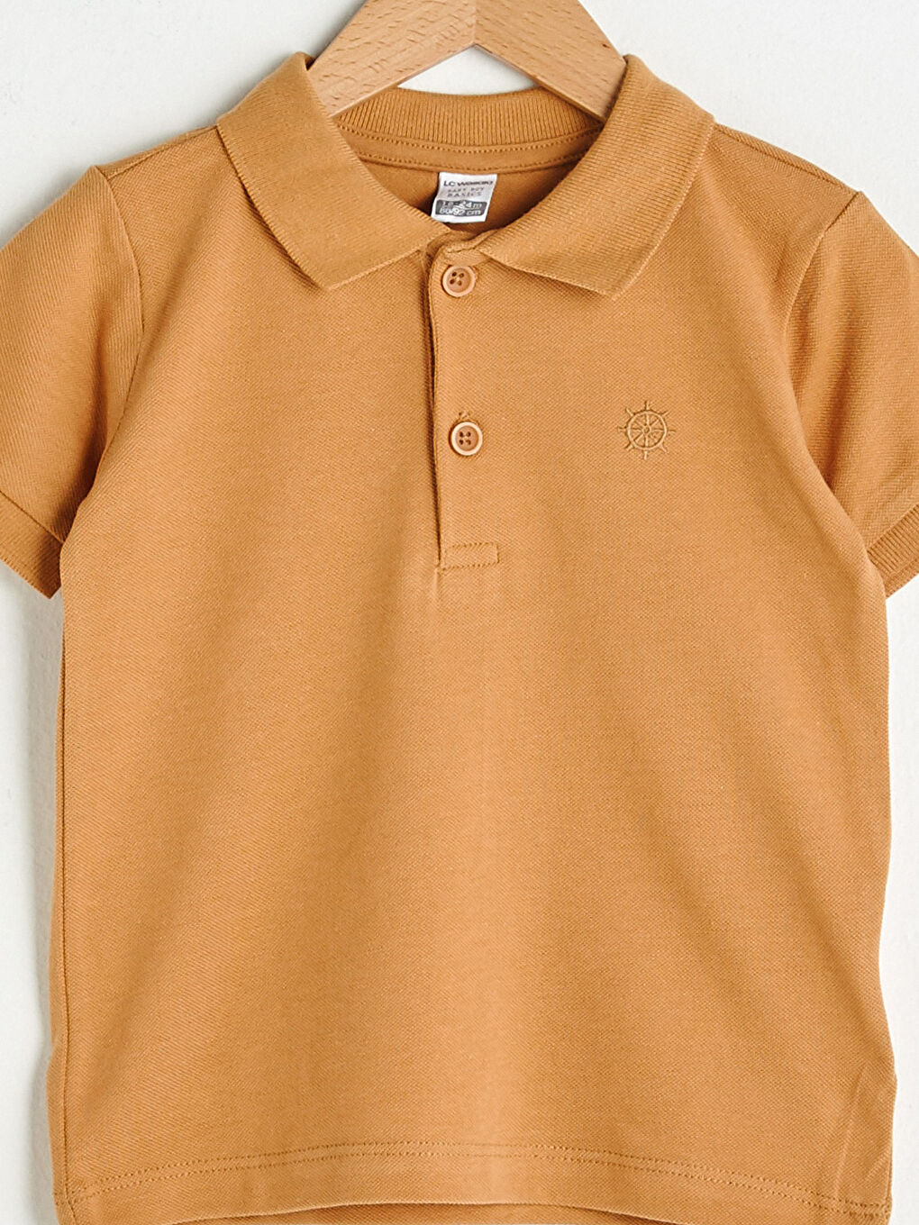 Tricou Bebeluși Băieți Simplu cu Guler Înalt și Mânecă Scurtă-2