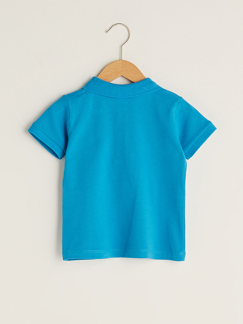 Tricou Bebeluși Băieți Simplu cu Guler Înalt și Mânecă Scurtă-1