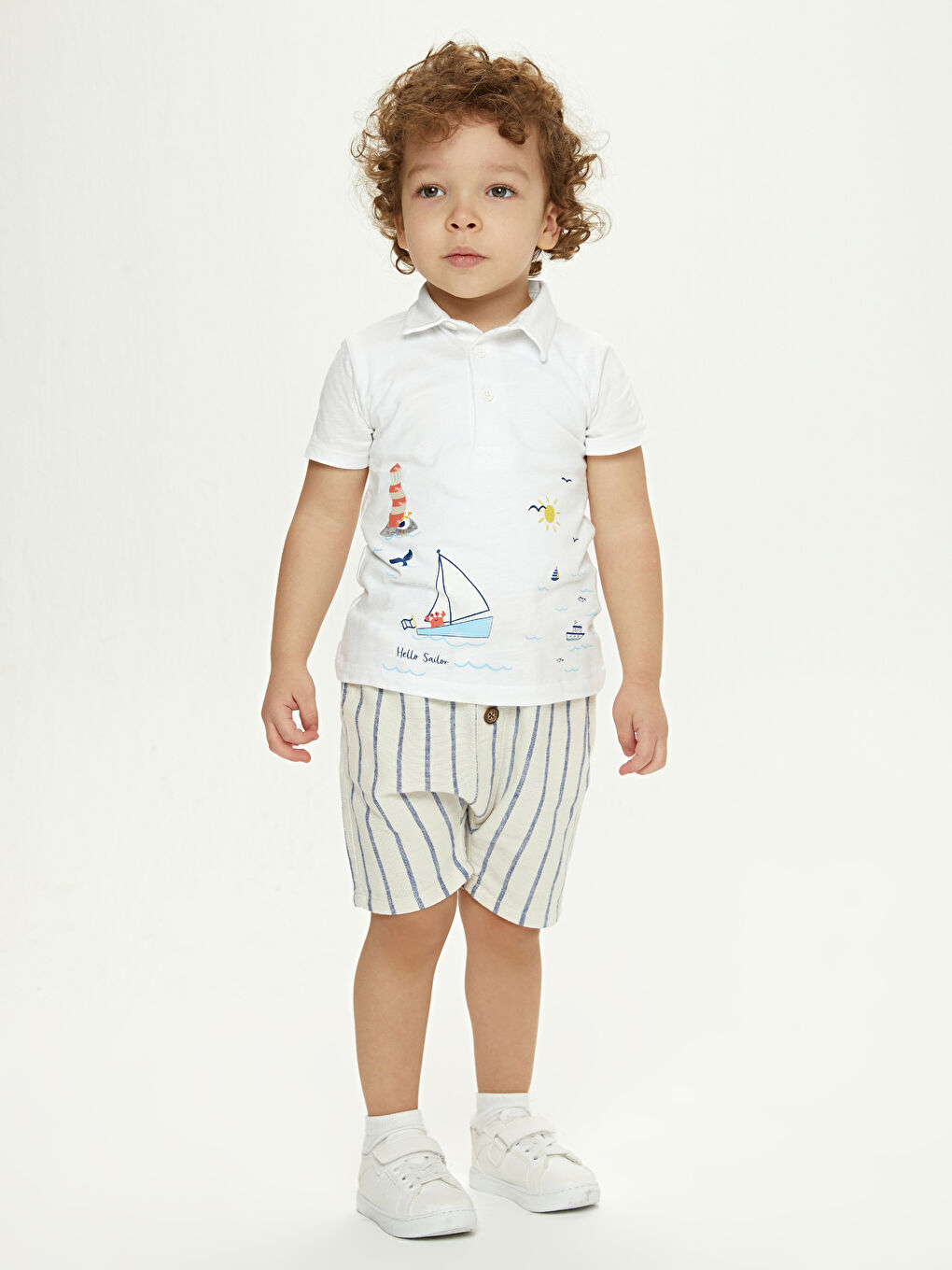 Polo Neck Short Sleeve Printed Cotton Baby Boy T-Shirt-3