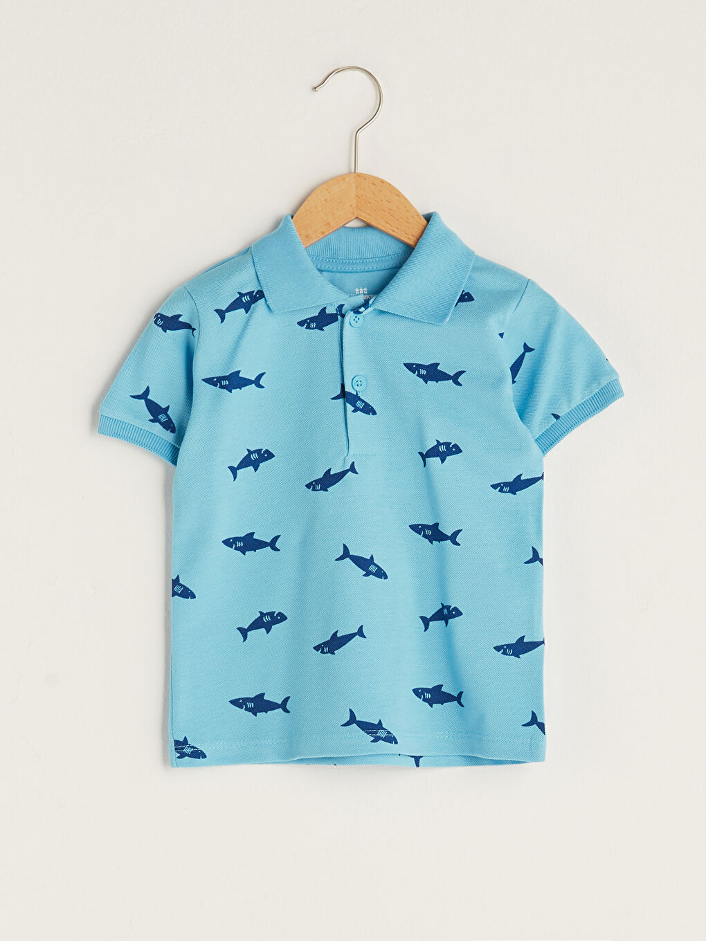 Turkuaz Polo Yaka Kısa Kollu Baskılı Pamuklu Erkek Bebek Tişört