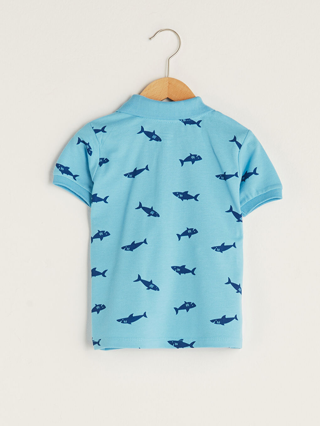 Turkuaz Polo Yaka Kısa Kollu Baskılı Pamuklu Erkek Bebek Tişört-1