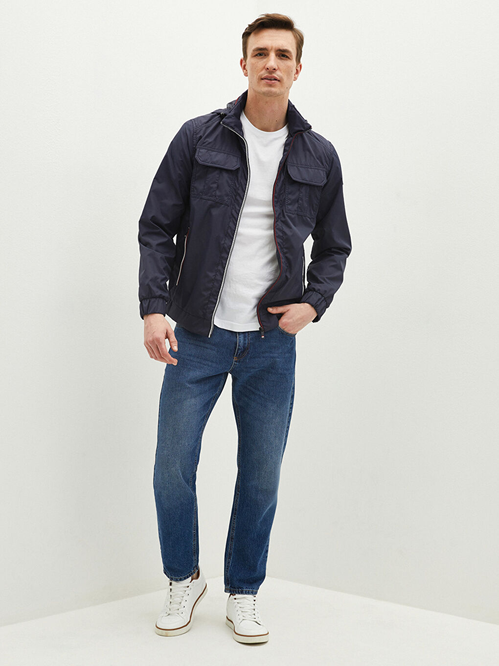 Comfortable Fit Neckband Lightweight Short Coat -S12517Z8-HSA