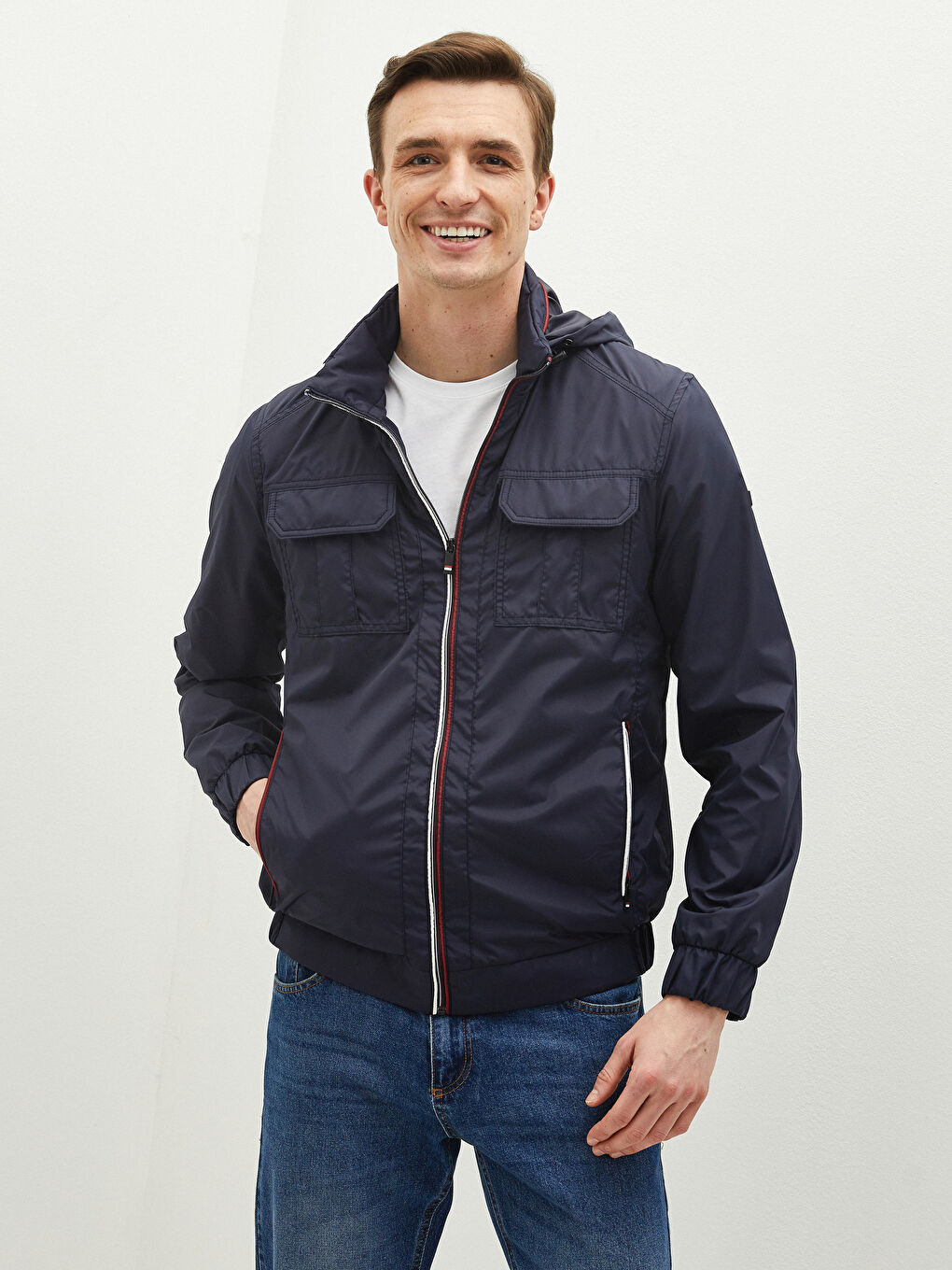 Comfortable Fit Neckband Lightweight Short Coat -S12517Z8-HSA