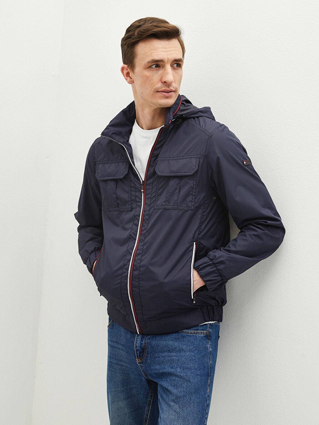 Comfortable Fit Neckband Lightweight Short Coat -S12517Z8-HSA