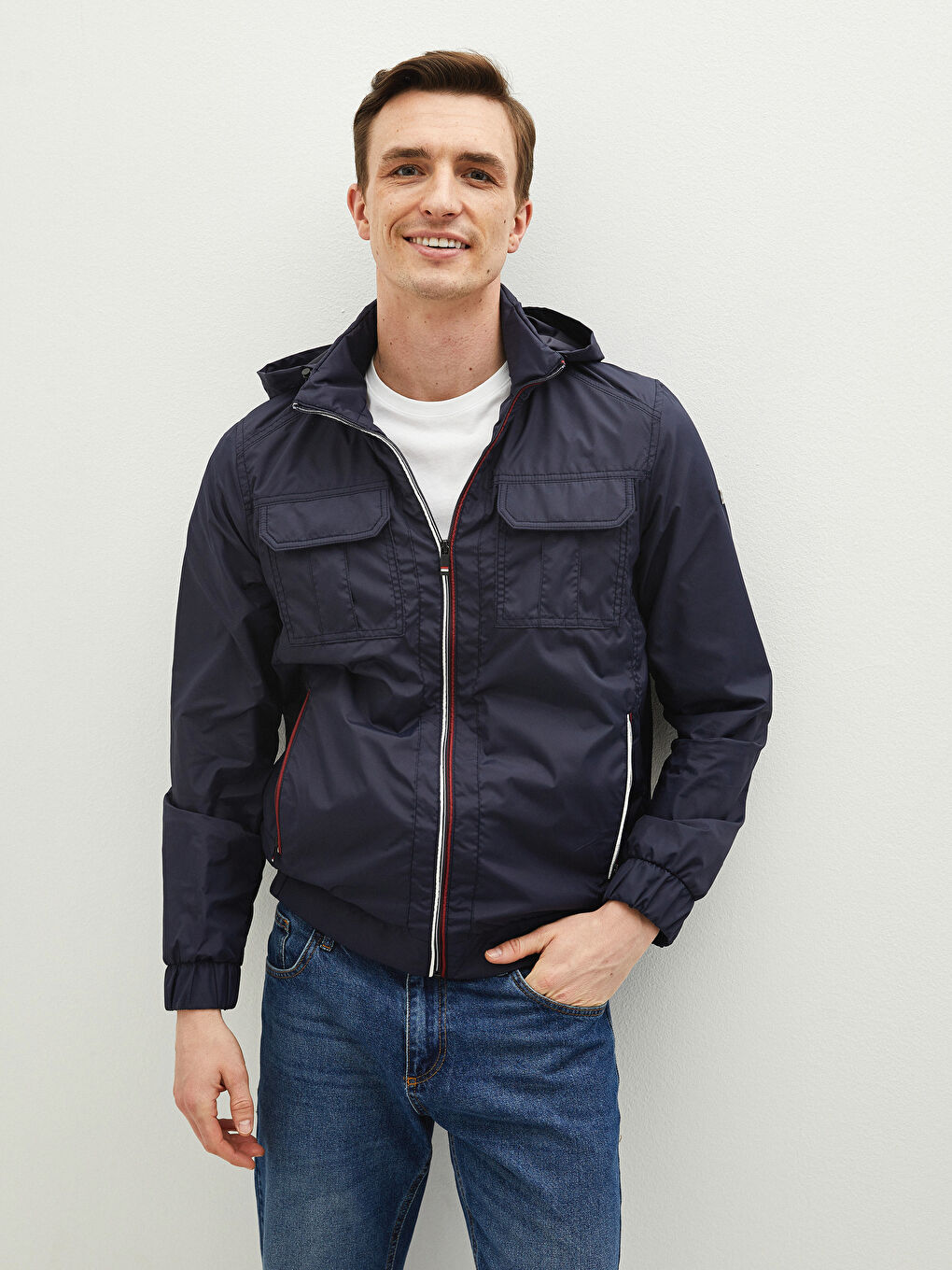 Comfortable Fit Neckband Lightweight Short Coat -S12517Z8-HSA