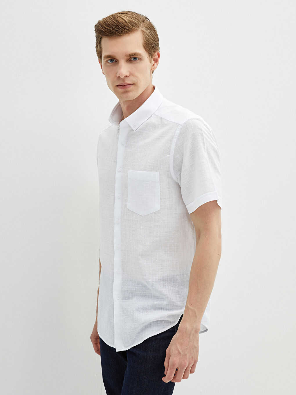 Chemise pour Hommes Slim Fit Manches Courtes en Popeline-2