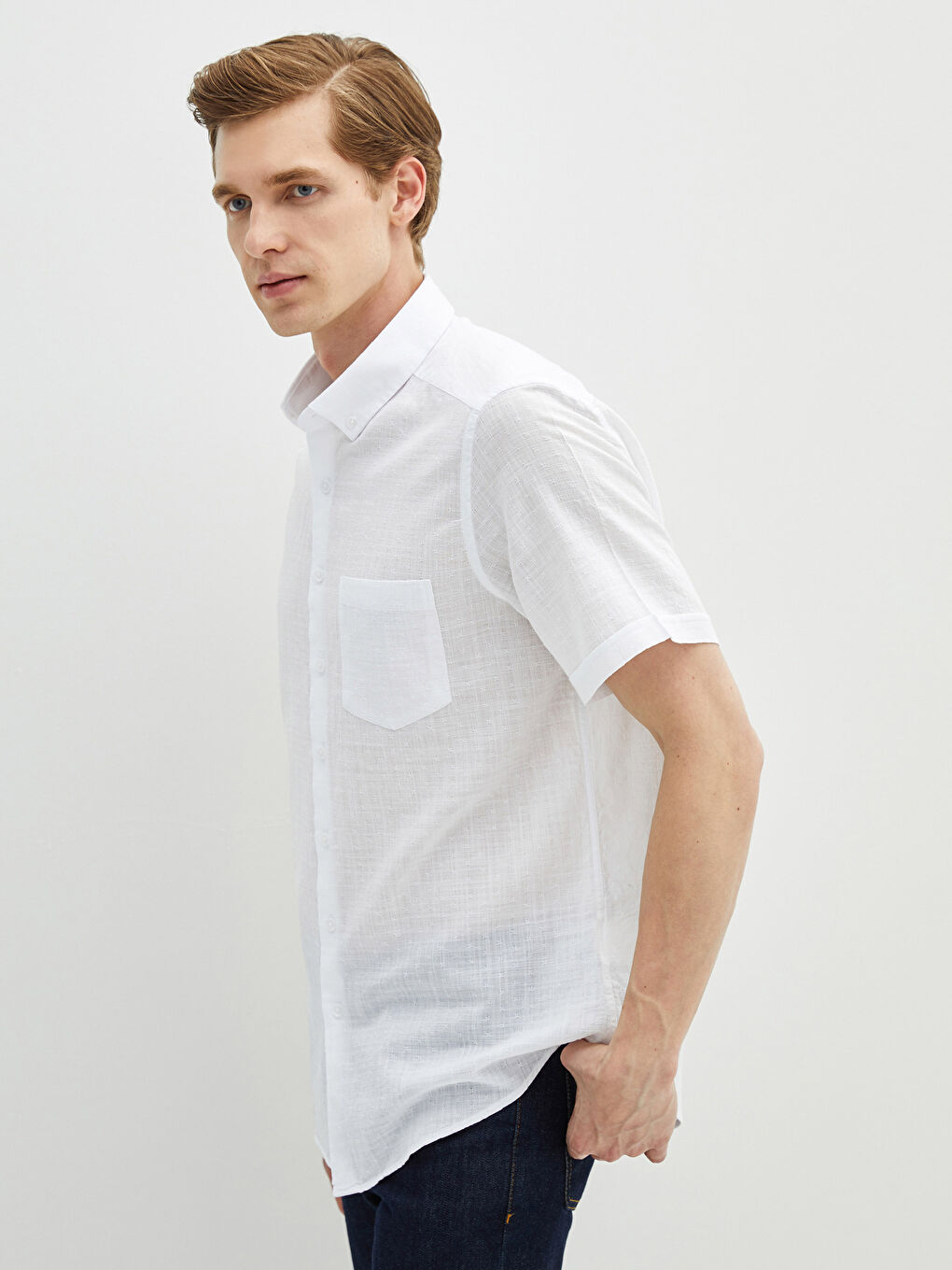 Chemise pour Hommes Slim Fit Manches Courtes en Popeline-3