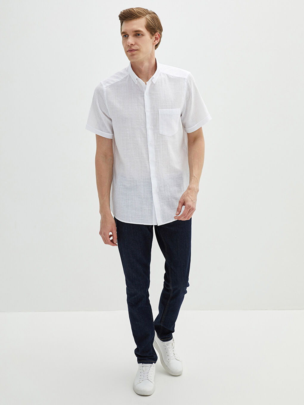 Chemise pour Hommes Slim Fit Manches Courtes en Popeline-5