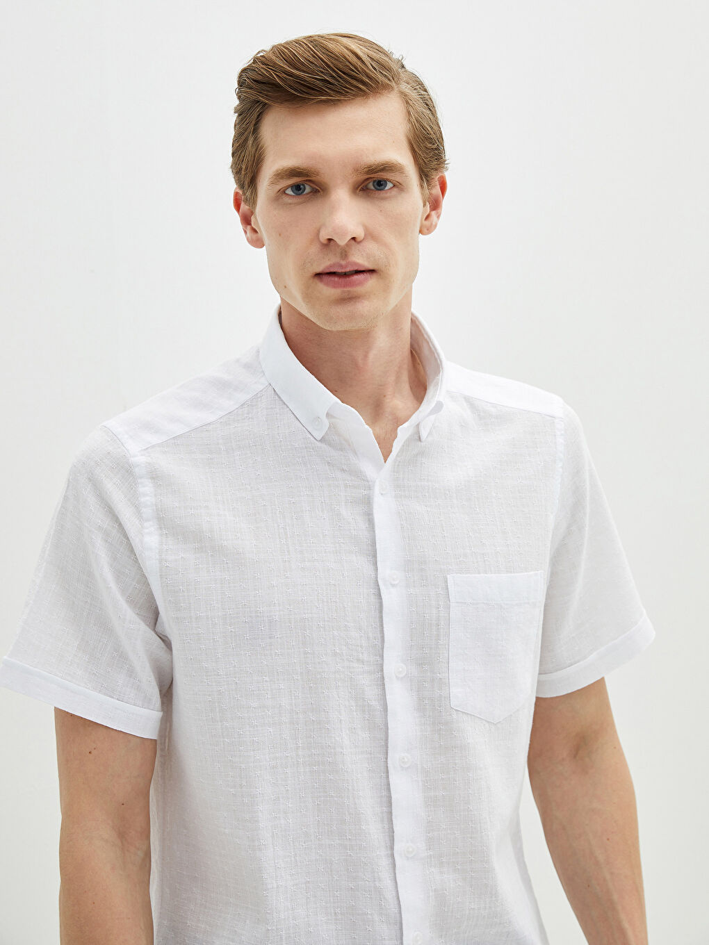 Chemise pour Hommes Slim Fit Manches Courtes en Popeline-6