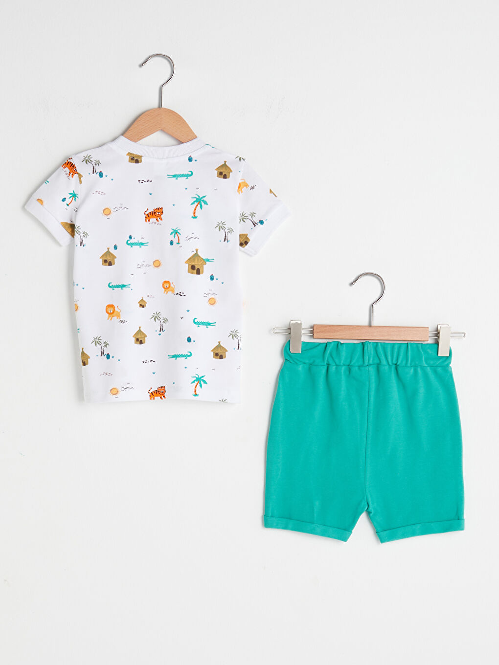 Ensemble T-Shirt et Short Bébé Garçon en Coton Imprimé à Manches Courtes et Col Rond Lot de 2-1