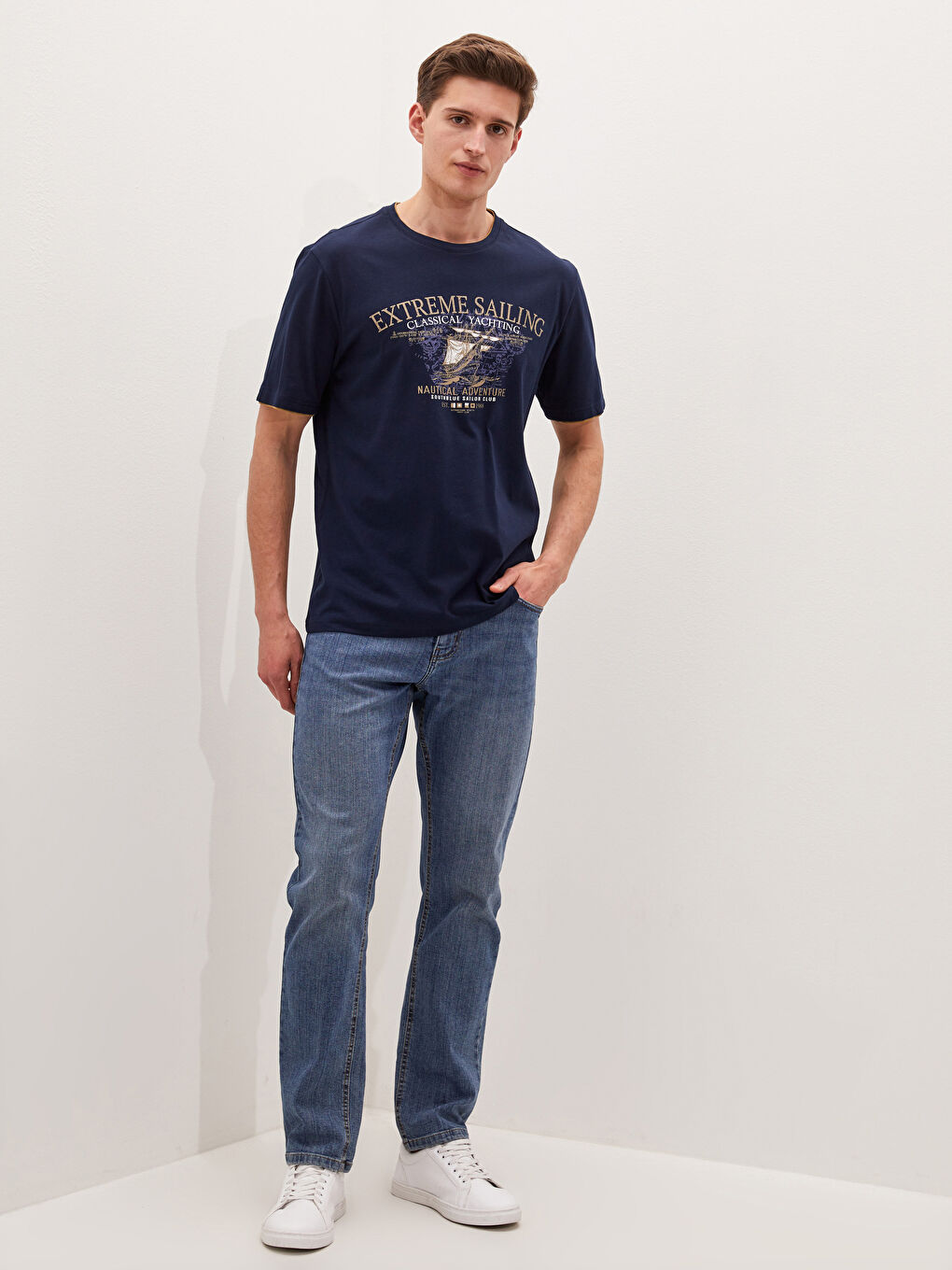 Crew Neck Short Sleeve Printed Combed Cotton Men's T-shirt-1