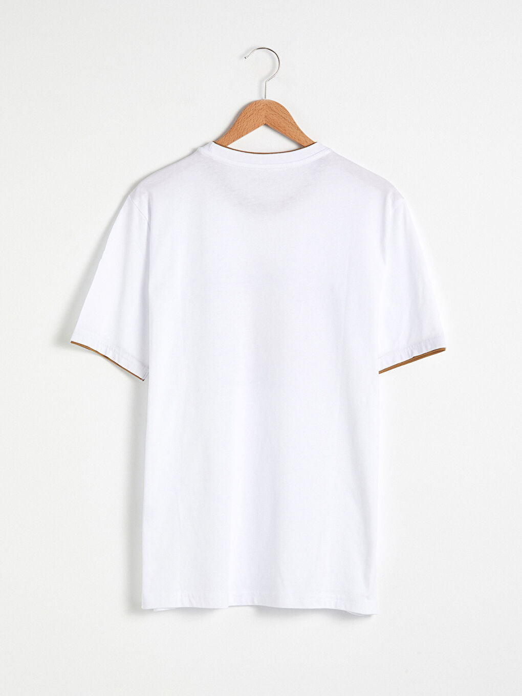 Beyaz Bisiklet Yaka Kısa Kollu Baskılı Penye Erkek Tişört-6