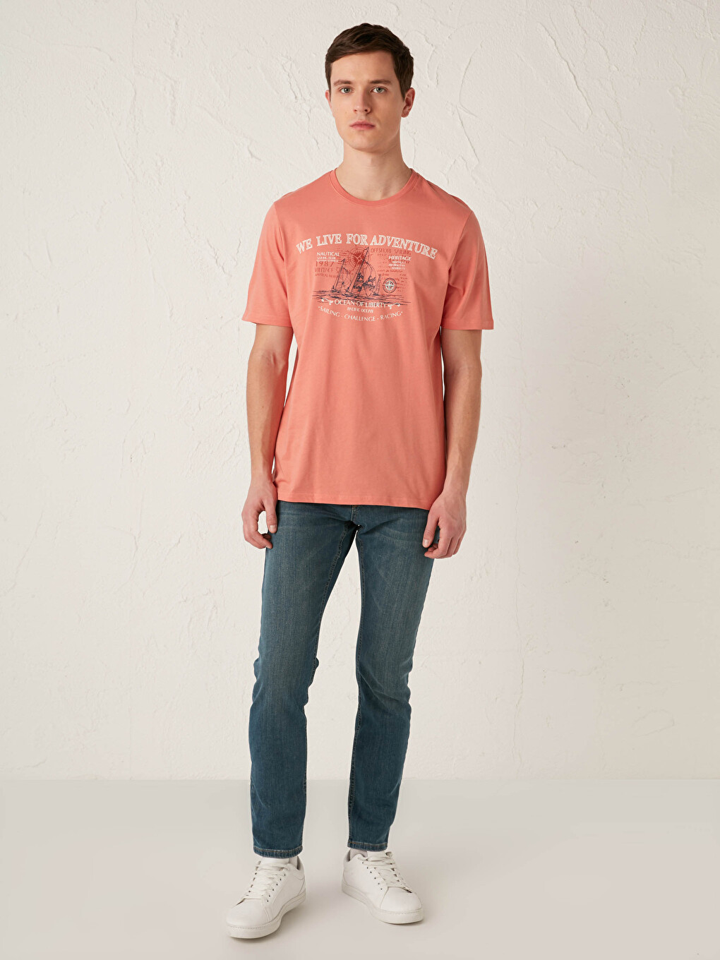 Crew Neck Short Sleeve Printed Combed Cotton Men's T-shirt-2