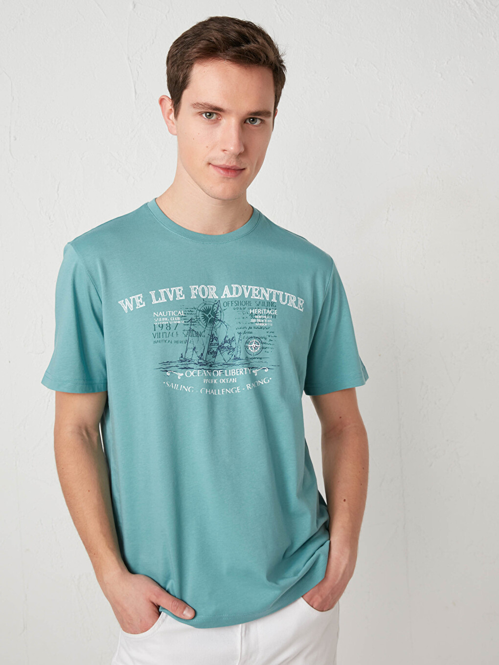 Crew Neck Short Sleeve Printed Combed Cotton Men's T-shirt