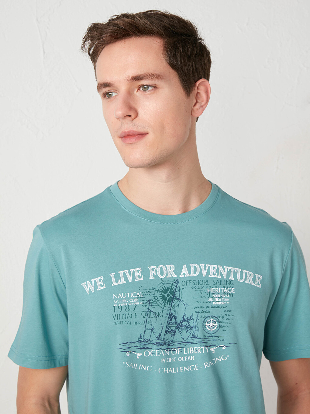 Crew Neck Short Sleeve Printed Combed Cotton Men's T-shirt-2
