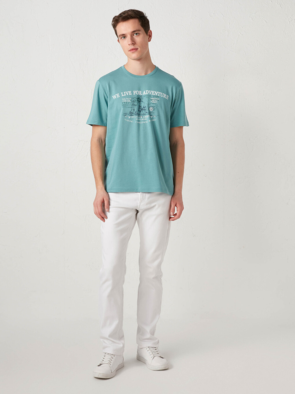 Crew Neck Short Sleeve Printed Combed Cotton Men's T-shirt-3