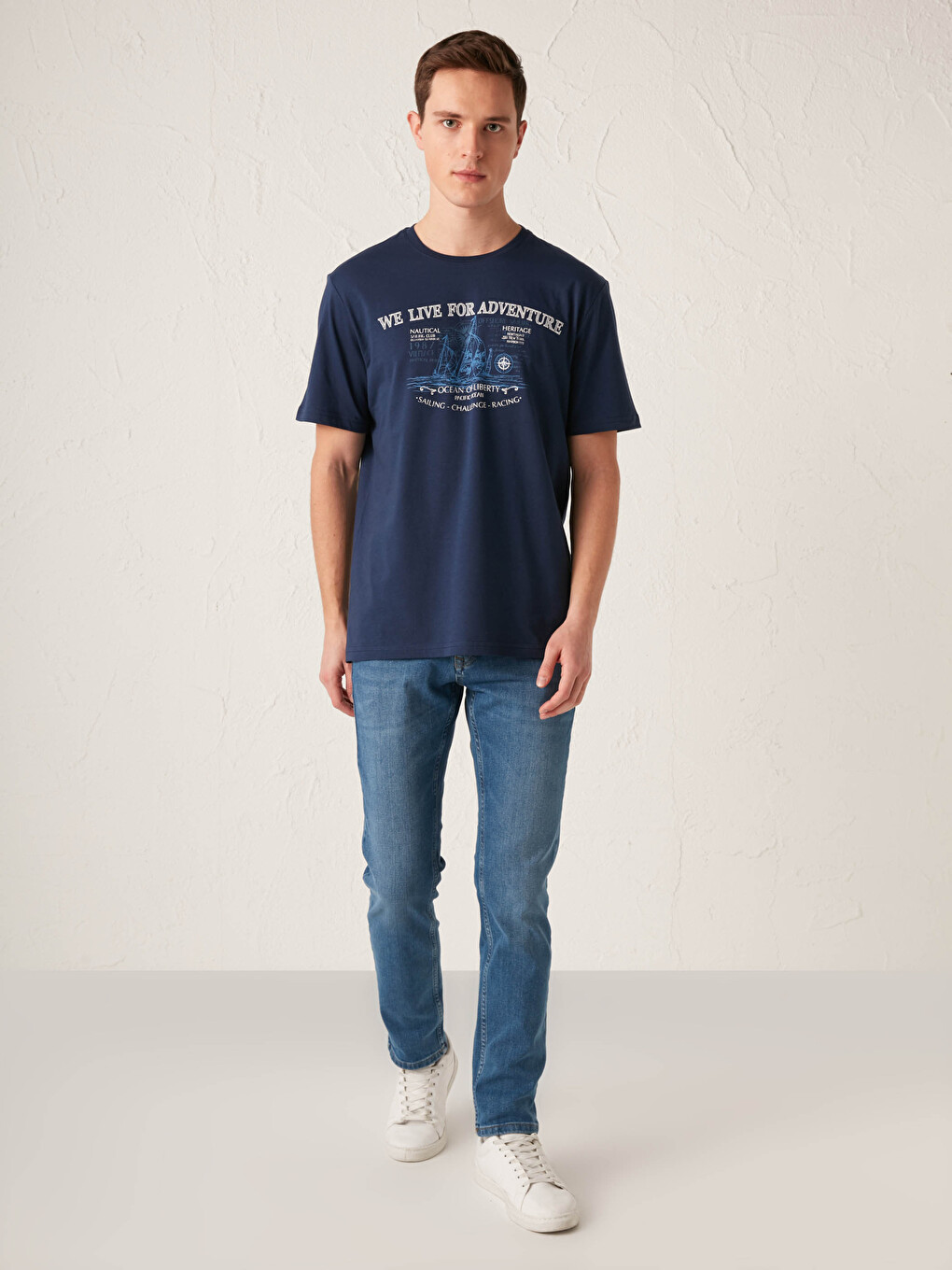 Crew Neck Short Sleeve Printed Combed Cotton Men's T-shirt-2