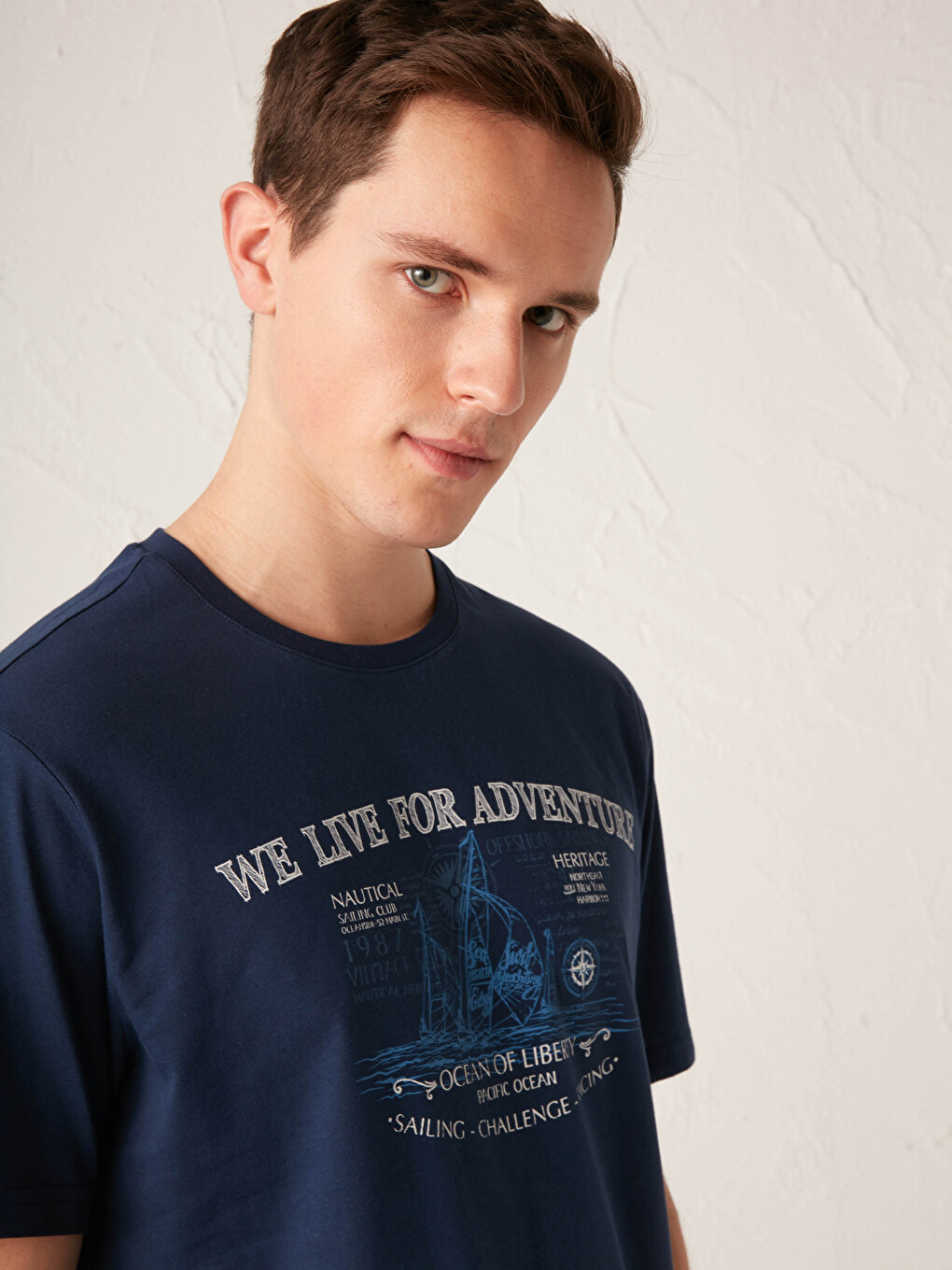 Crew Neck Short Sleeve Printed Combed Cotton Men's T-shirt-3