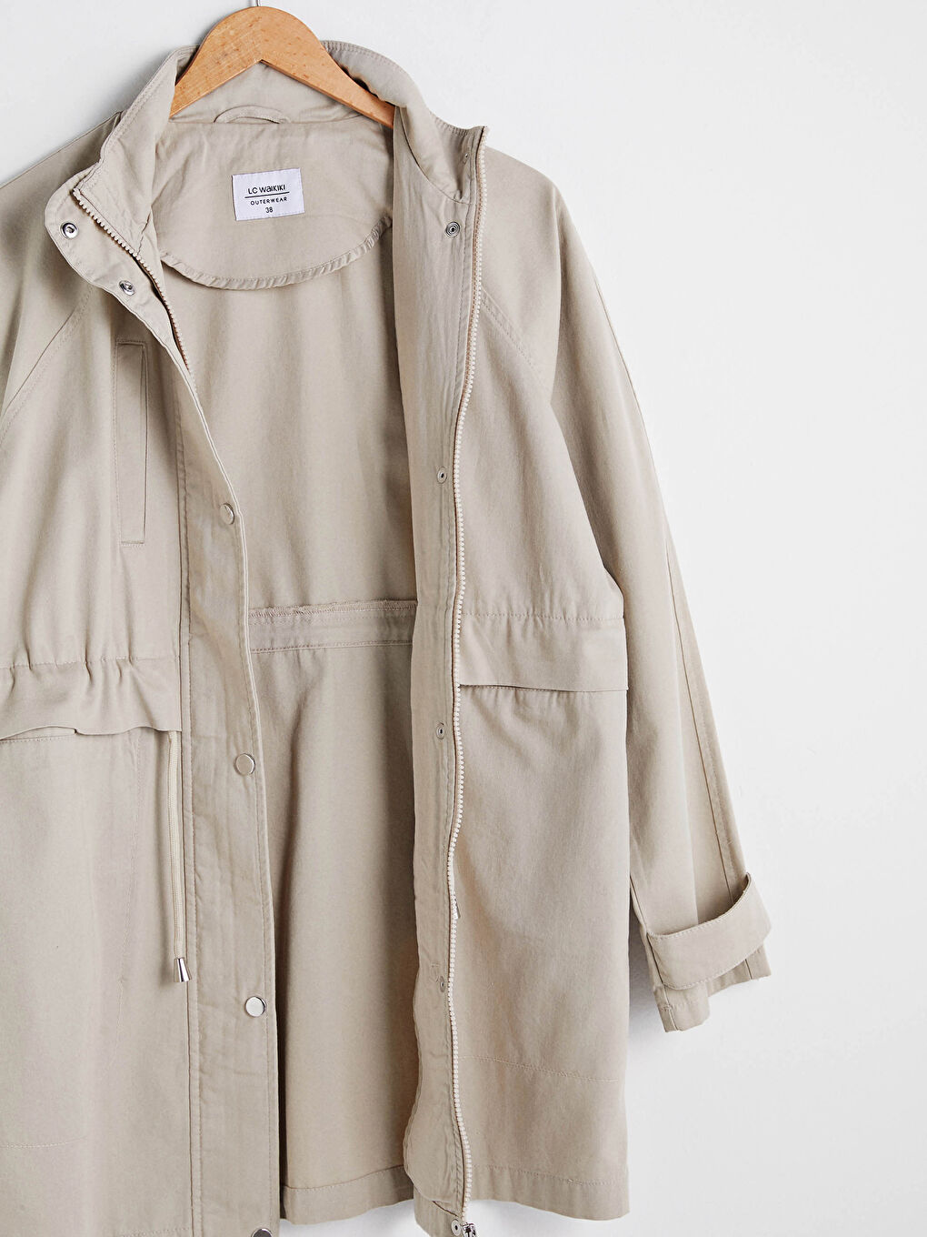 Stehkragen Langarm Schmaler Dünner Damenmantel-10