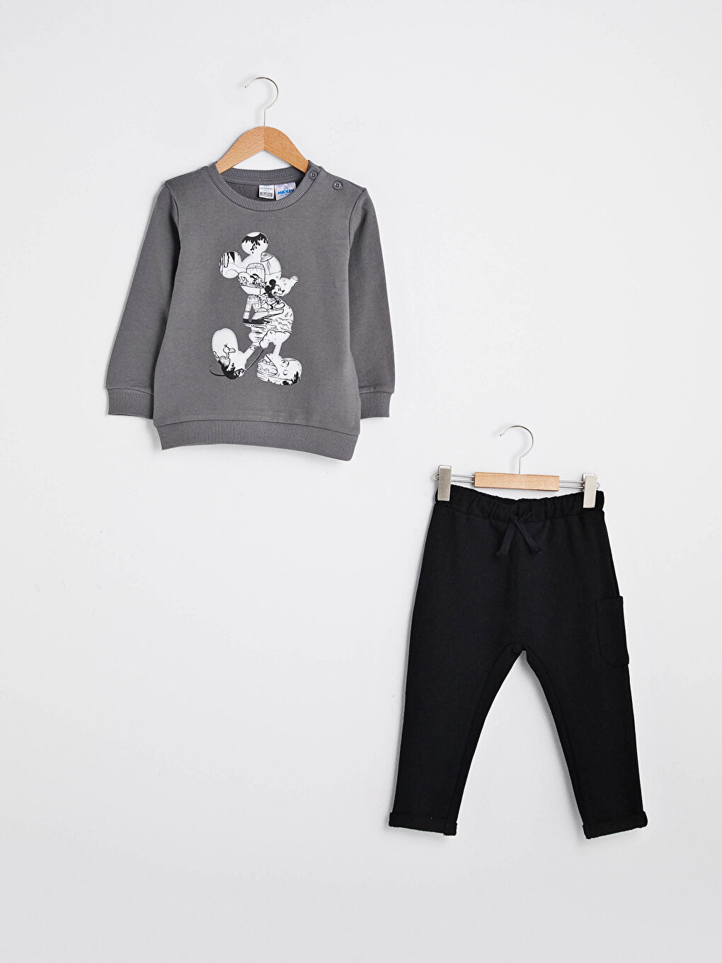 Crew Neck Long Sleeve Disney Printed Baby Boy Sweatshirt and Trousers