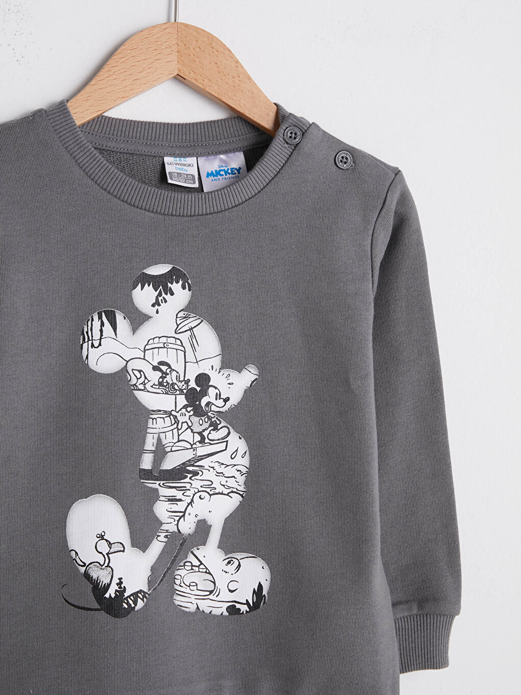 Crew Neck Long Sleeve Disney Printed Baby Boy Sweatshirt and Trousers-3