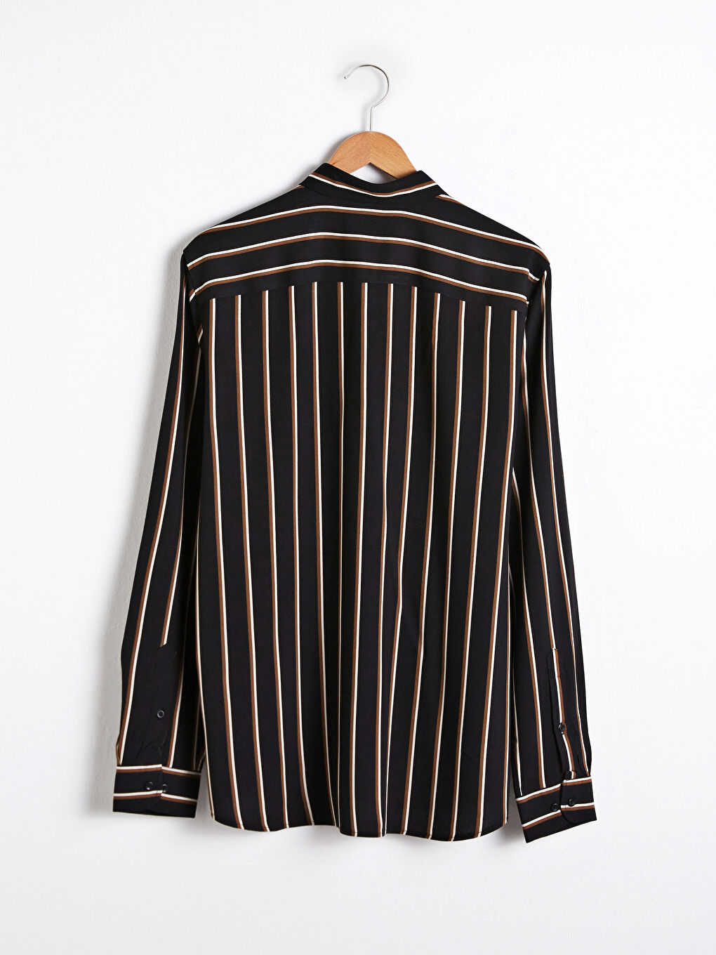 قميص مخطط كم طويل بقصة رفيعة-6