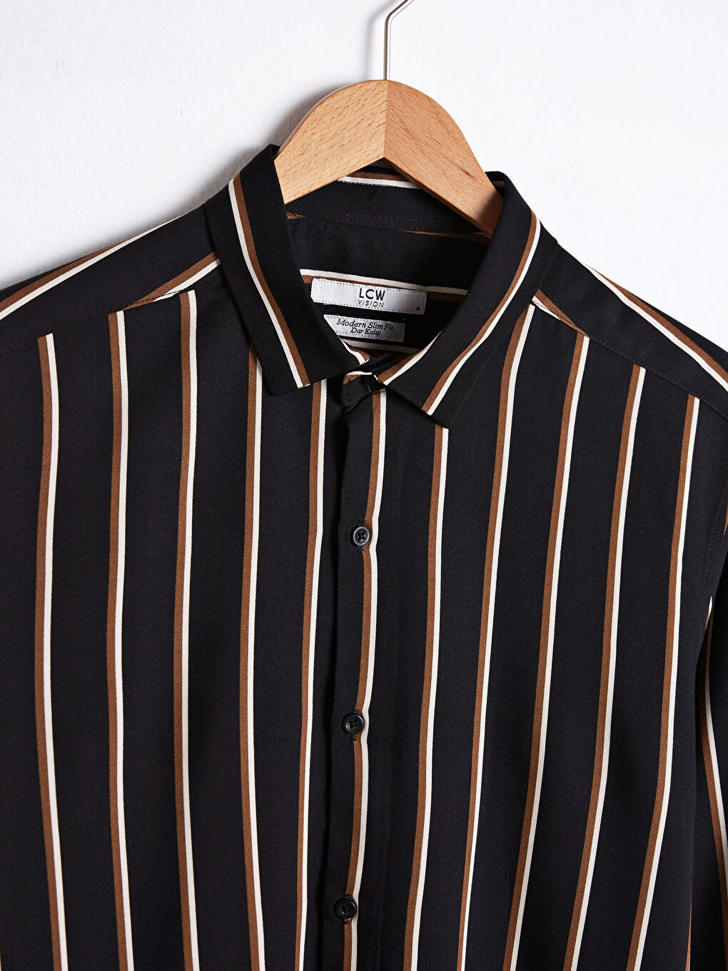 قميص مخطط كم طويل بقصة رفيعة-7