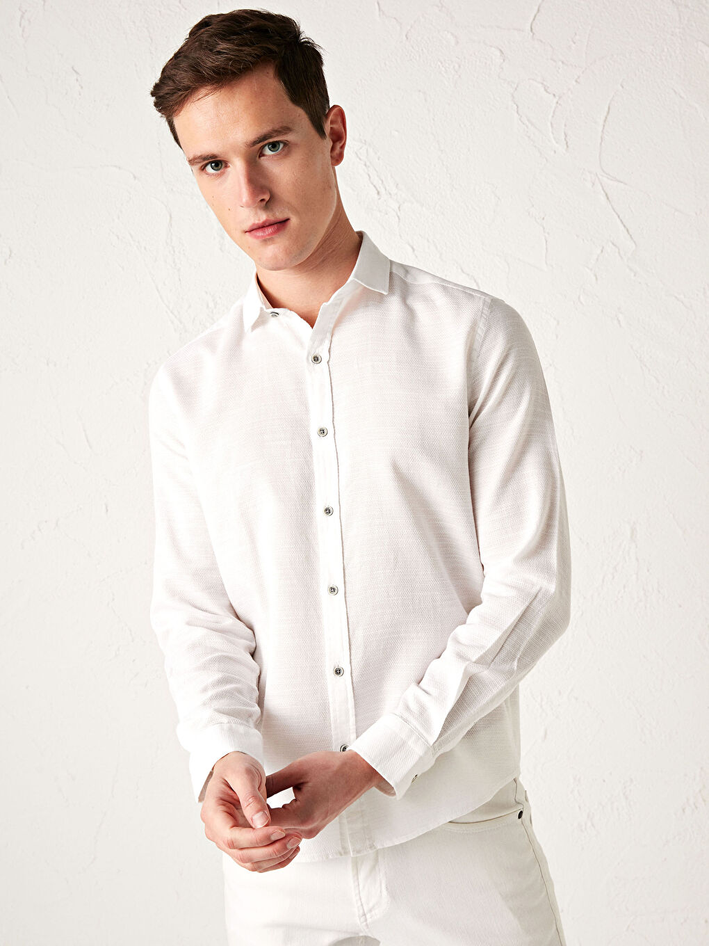 LCW Vision Slim Fit Long Sleeve Twill Shirt -S12927Z8-KE8