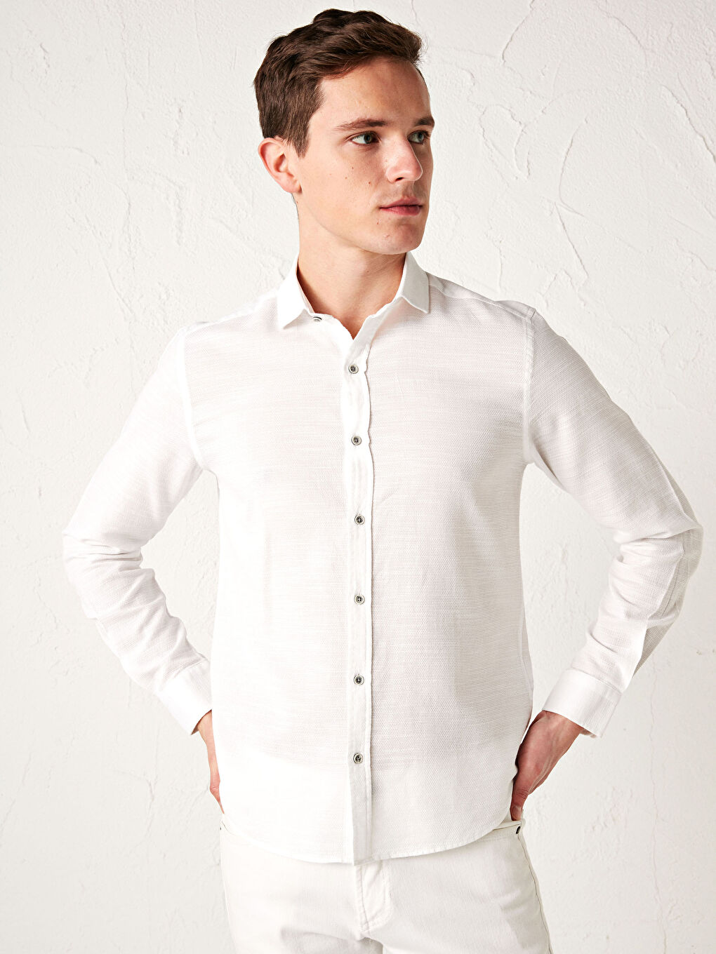 LCW Vision Slim Fit Long Sleeve Twill Shirt -S12927Z8-KE8