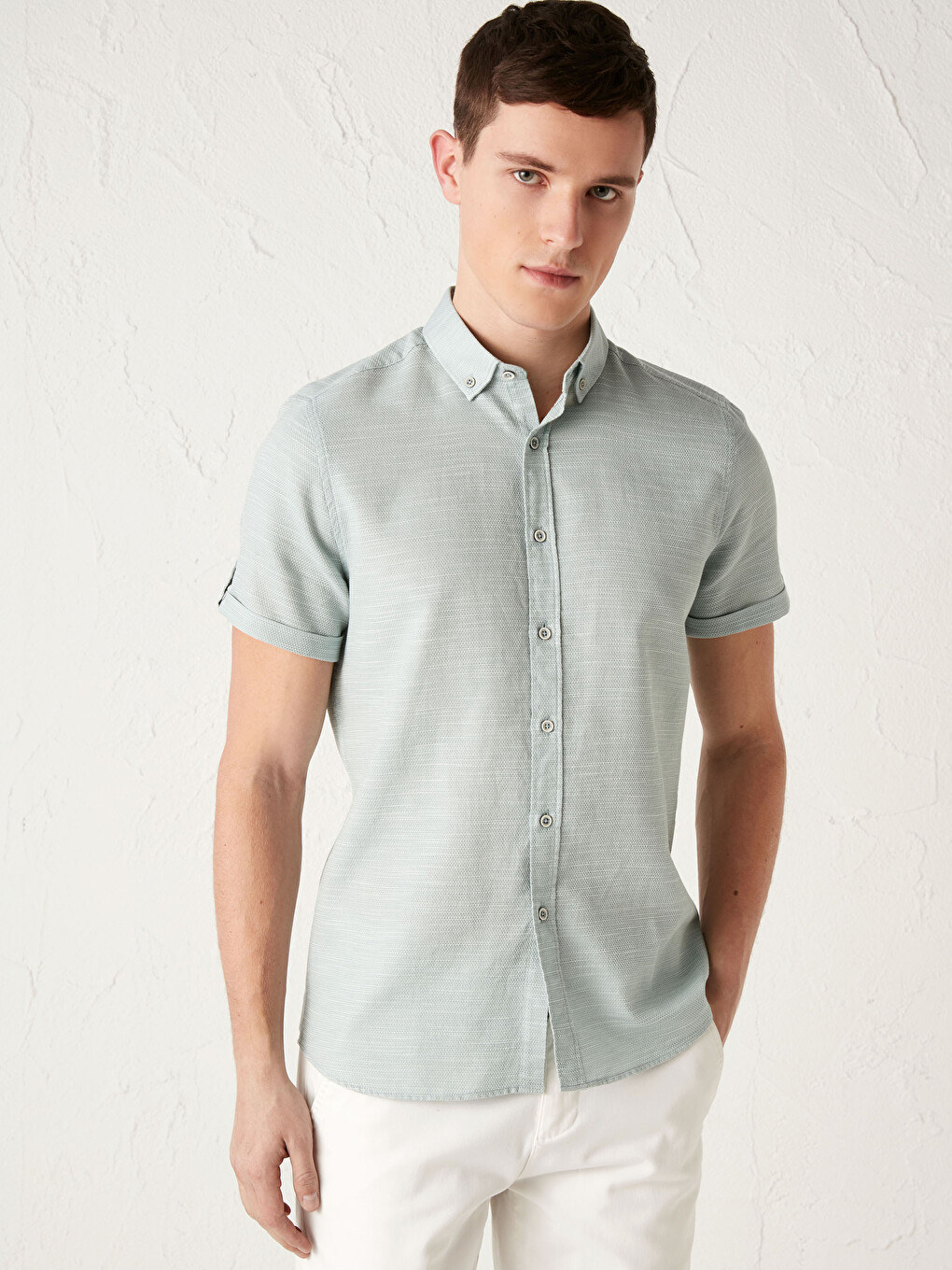 Slim Fit Short Sleeve Men's Shirt