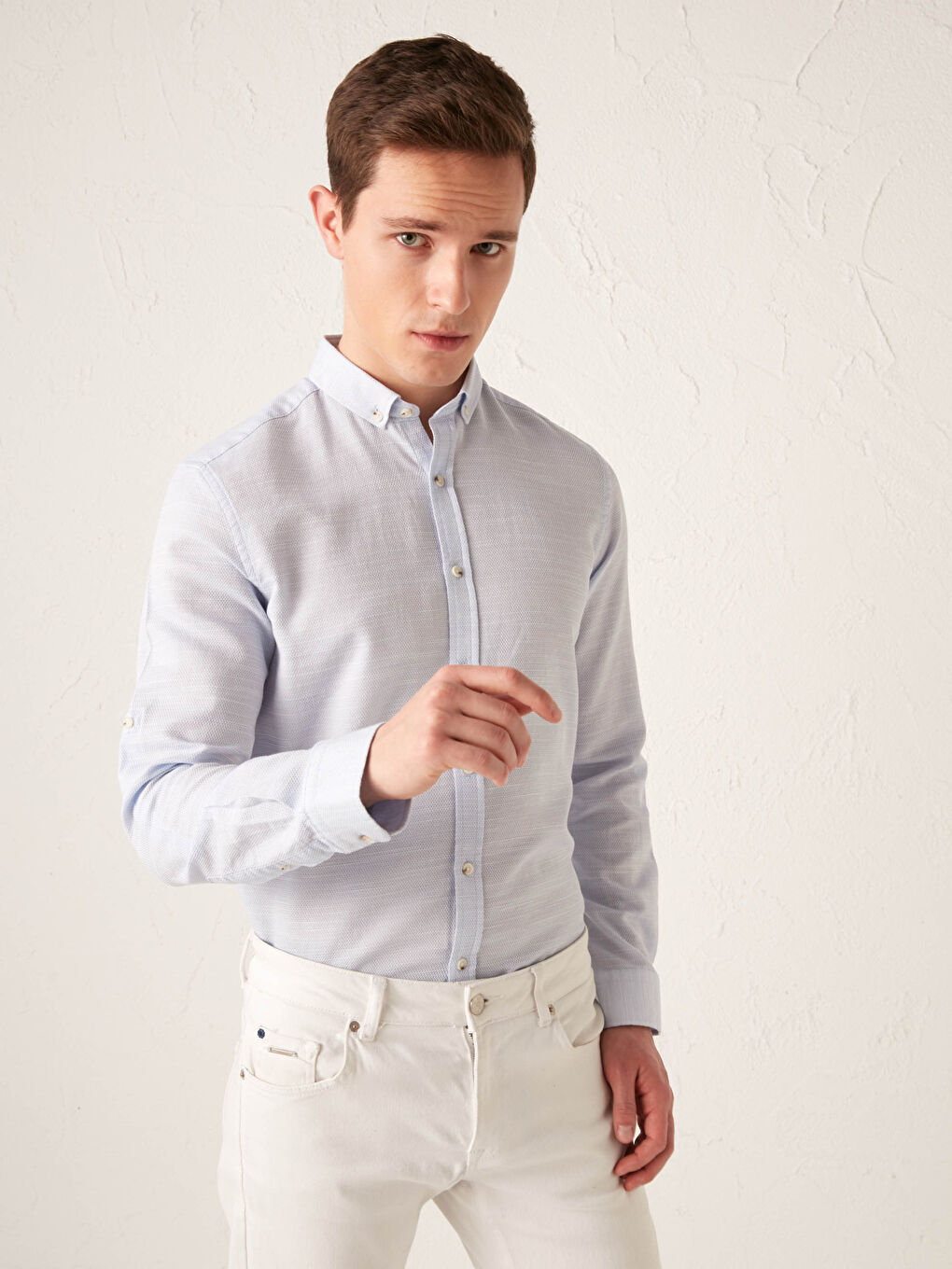 Slim Fit Long Sleeve Twill Shirt