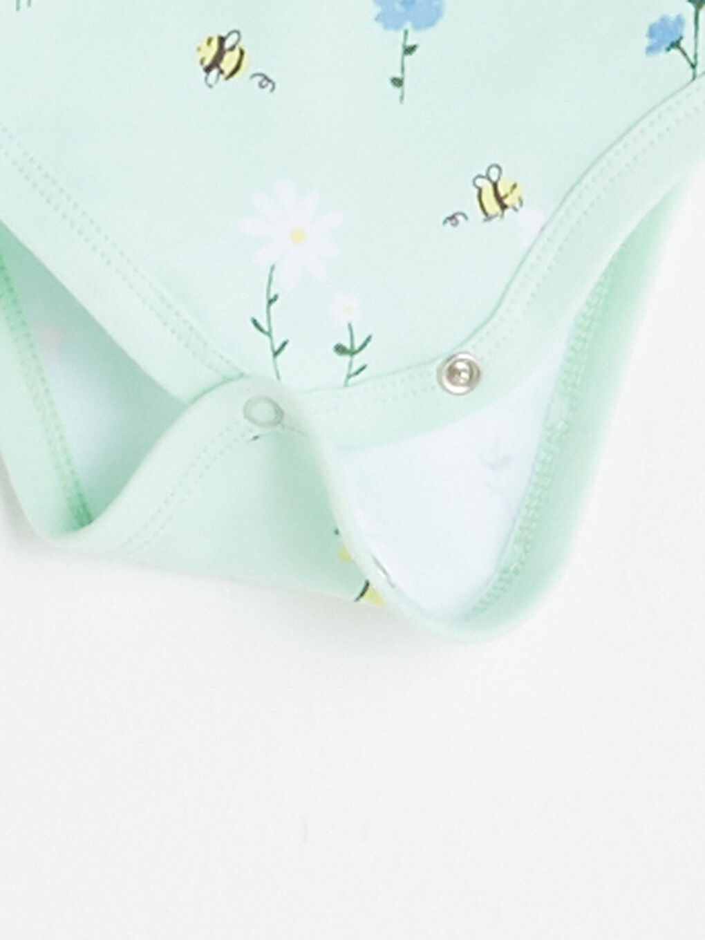 Yeşil Zarf Yaka Uzun Kollu Baskılı Pamuklu Kız Bebek Çıtçıtlı Body 2'li-2