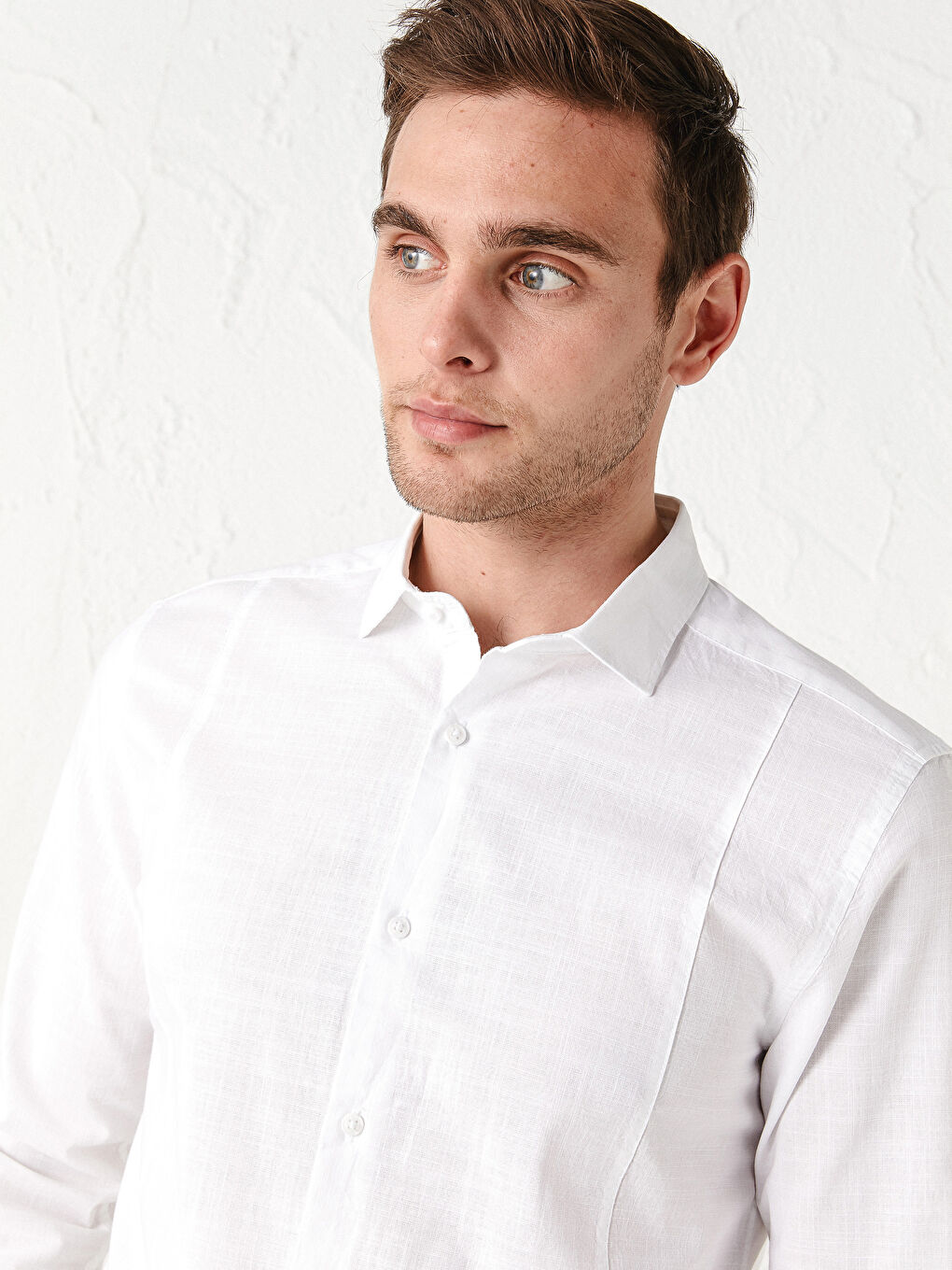 Beyaz Slim Fit Uzun Kollu Poplin Erkek Gömlek-10