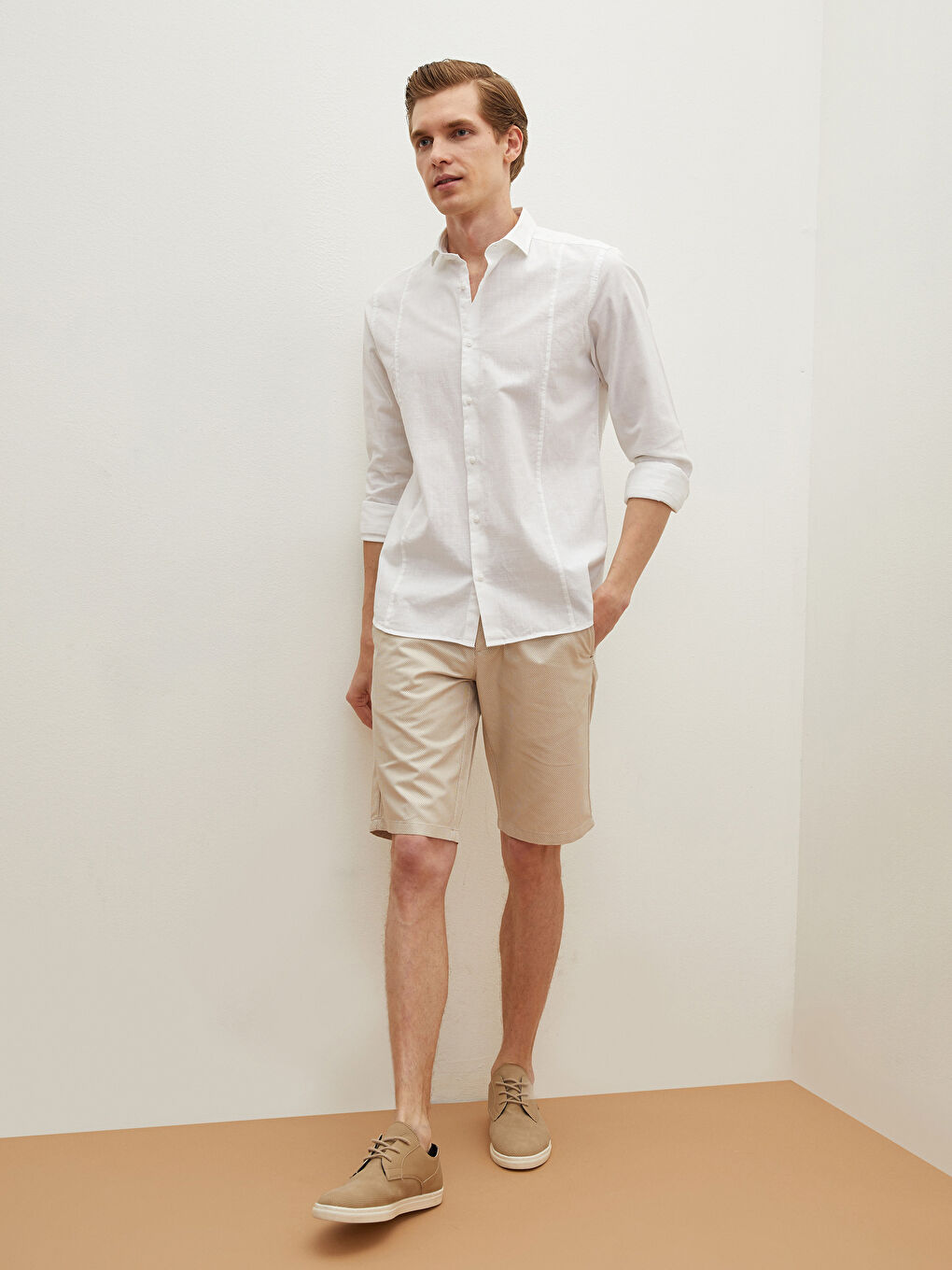 Beyaz Slim Fit Uzun Kollu Poplin Erkek Gömlek-4