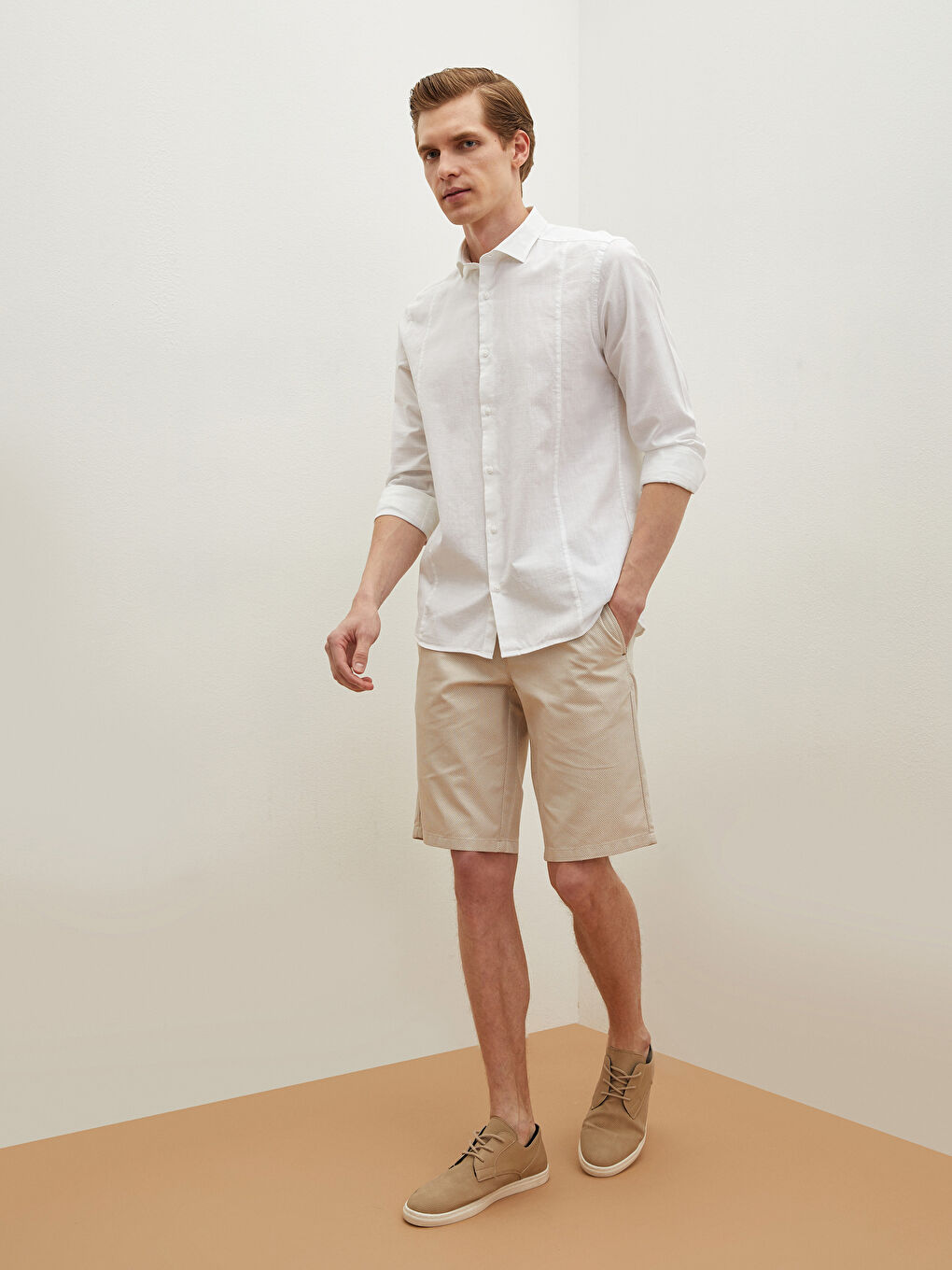 Beyaz Slim Fit Uzun Kollu Poplin Erkek Gömlek-5