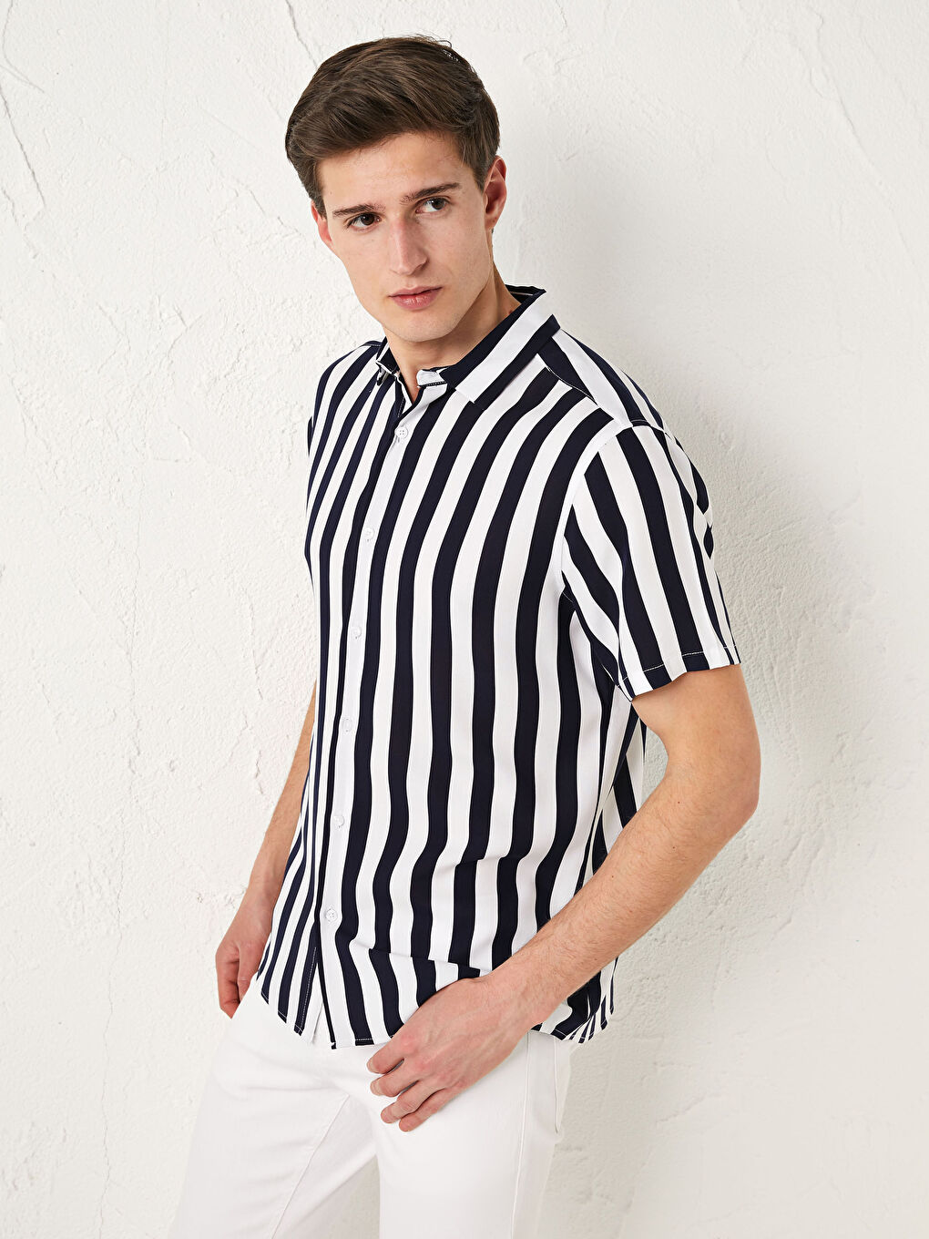 LCW Vision Slim Fit Short Sleeve Striped Men's Shirt -S12947Z8-KE8