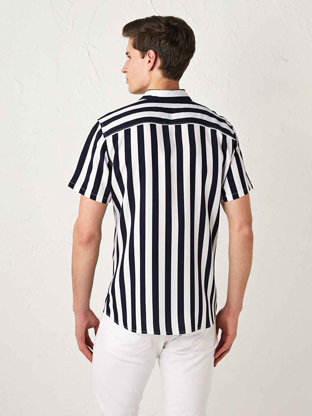 LCW Vision Slim Fit Short Sleeve Striped Men's Shirt -S12947Z8-KE8
