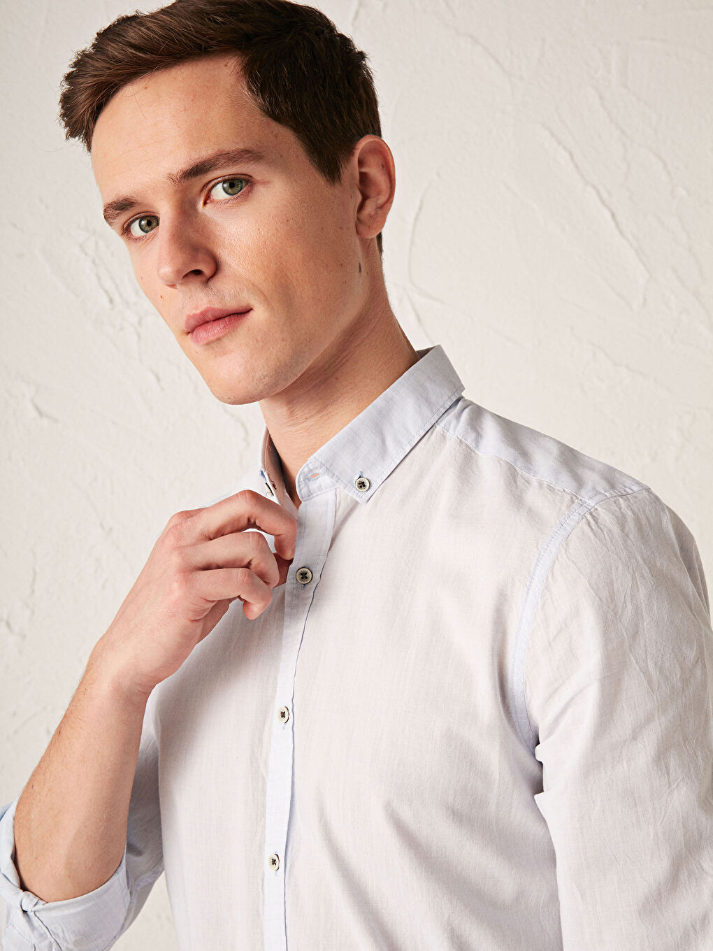 LCW Vision Slim Fit Uzun Kollu Armürlü Gömlek -S12950Z8-QTX