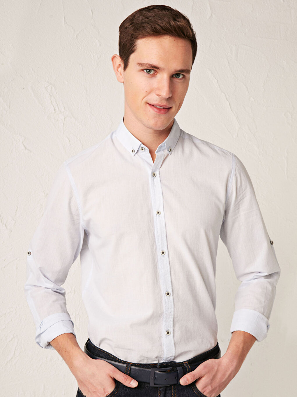 LCW Vision Slim Fit Uzun Kollu Armürlü Gömlek -S12950Z8-QTX